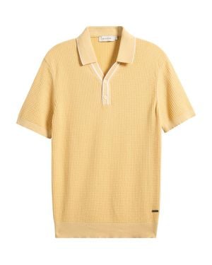 Bugatchi Waffle Stitch Polo Sweater - Yellow