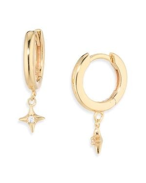 Astrid & Miyu Cosmic Star Charm Cubic Zirconia Huggie Hoop Earrings - White
