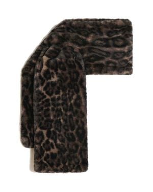 Apparis Kai Leopard Print Pluche Faux Fur Pull-Through Scarf - Black