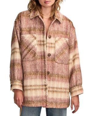 Lucky Brand Oversize Plaid Shirt Jacket - Brown