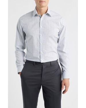 Nordstrom Trim Fit Check Premium Non Iron Cotton Dress Shirt in White for  Men | Lyst