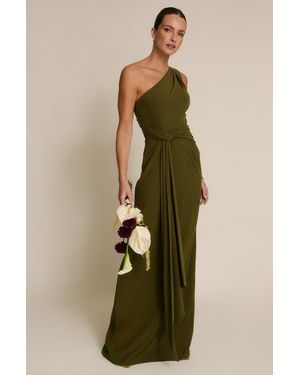 Six Stories Andie One Shoulder Stretch Maxi Dress - Green