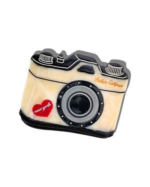 Solar Eclipse Hand Painted New York Camera Claw Clip - Natural