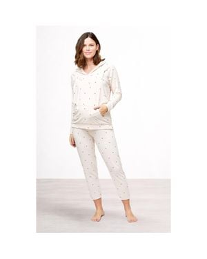 Nom Maternity Max Tapered Over-The-Belly Maternity Lounge Pants - White