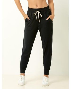 Single Stitch Lightweight Drawstring Jogger - Black