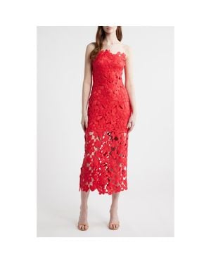 Saylor Philomena Sleeveless Lace Midi Dress - Red