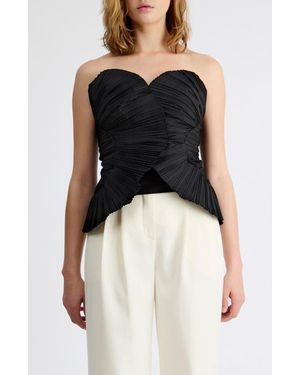 Extro & Vert Grace Plissé Bustier Top - Black