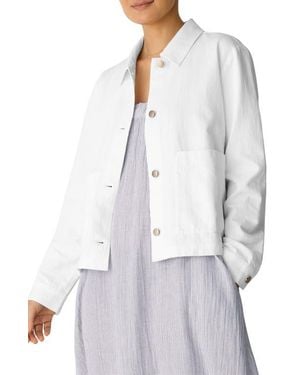 Eileen Fisher Classic Collar Organic Cotton & Organic Linen Jacket - White