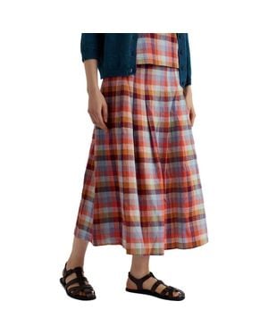 Seasalt Cornwall Jamboree Organic Cotton Chambray Midi Skirt - Red