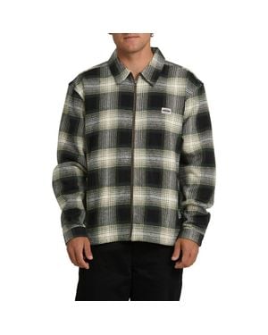 Billabong Bad Dog Boxy Fit Gradient Check Zip-Up Shacket - Green