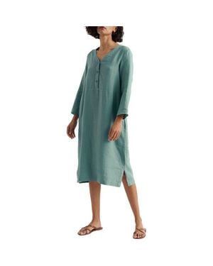Seasalt Cornwall Dew Drop Long Sleeve Linen Midi Dress - Green