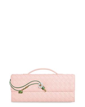 Bottega Veneta Long Andiamo Flower Leather East/West Clutch - Pink