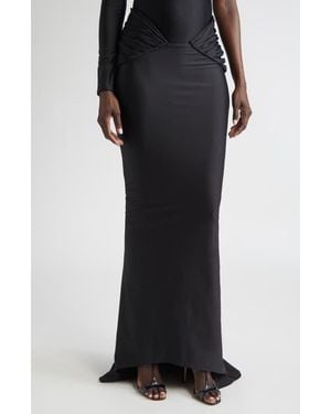 LAQUAN SMITH Low Rise Jersey Maxi Skirt With Train - Black