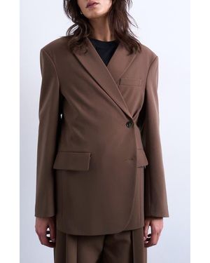 TOPSHOP Asymmetric Slouchy Blazer - Brown