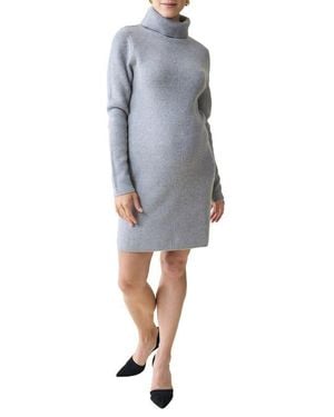Ingrid & Isabel Maternity Turtleneck Long Sleeve Sweater Dress - Gray