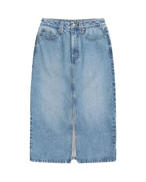 Animal Denim Midi Skirt - Blue