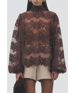 Maude Club Shana Lace Tiered Top - Brown
