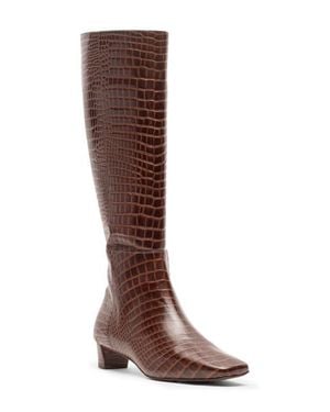 Frances Valentine Mackie Croc Embossed Leather Knee High Boot - Brown