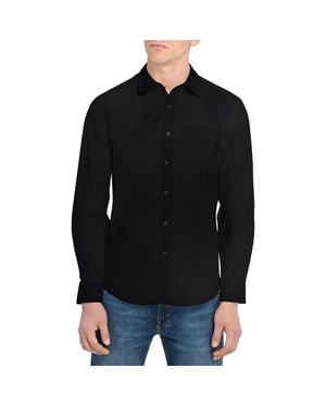 W.r.k. Hudson Reworked Slim Fit Solid Cotton Button-Up Shirt - Black
