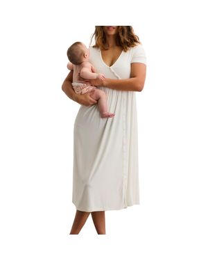 Hatch Collection The Softest Rib Side Seam Nursing Maxi Dress - Natural
