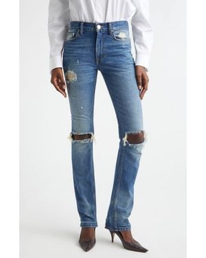 Brandon Maxwell The Riggs Ripped Cigarette Jeans - Blue