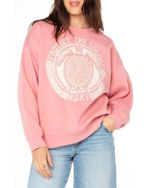Roxy Morning Hike Oversize Fleece Graphic Sweatshirt - Red
