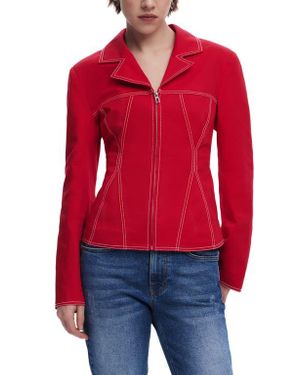 Desigual Topstitch Detail Stretch Cotton Jacket - Red