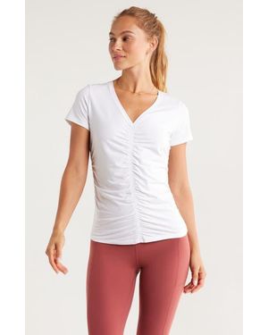 Zella Ruched V-Neck T-Shirt - White
