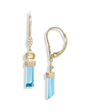 Meira T Sapphire & Diamond Lever-Back Earrings - Blue