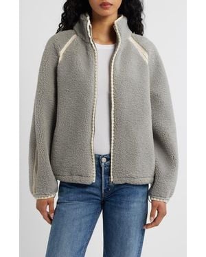 UGG Nikia Open Stitch Detail Uggfluff Fleece Jacket - Gray