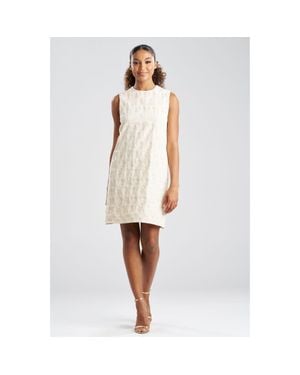 Natori Spiral Embroidery Sleeveless Shift Dress - White