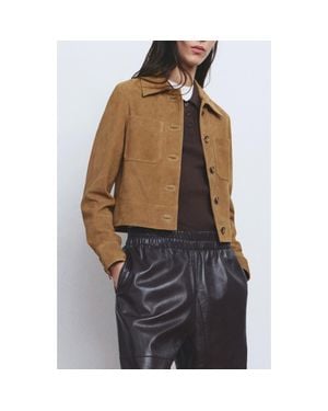 Mango Suede Jacket - Brown