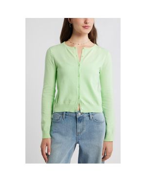 BP. Crewneck Cotton Blend Cardigan - Green