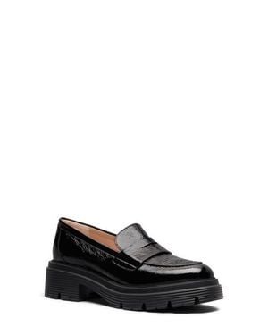 Stuart Weitzman Hudson Lite Lugged Platform Penny Loafer - Black