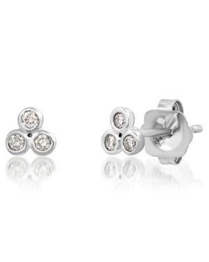 Elliot Young 14K Petite Triple Bezel Diamond Stud Earrings - Metallic