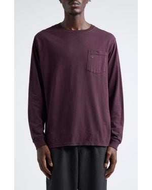 Noah Core Logo Long Sleeve Cotton Pocket T-Shirt - Purple
