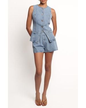 Petal & Pup Almana Denim Vest & Shorts Set - Blue