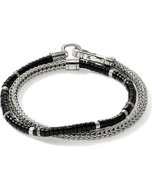 John Hardy Heishi Chain Wrap Bracelet, Sterling, Gemstones, 4.5Mm - Black