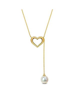 Julianna B Cultured Heart Lariat Necklace 10K - Metallic