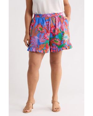 Sugarlips Cindal Floral Daniela Ruffle High Waist Shorts - Blue