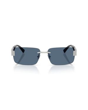 Versace 58Mm Rimless Rectangular Sunglasses - Blue