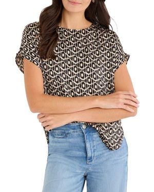 NIC+ZOE Lacy Diamonds Day Gloss Woven Shirt - Black