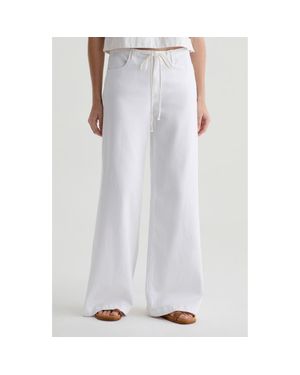AG Jeans Stella Drawstring Wide Leg Jeans - White