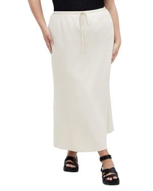 City Chic Vivien Linen Blend Drawstring Skirt - Natural