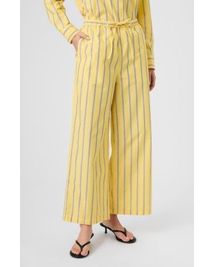 French Connection Rhodes Pop Nico Stripe Cotton Drawstring Pants - Yellow