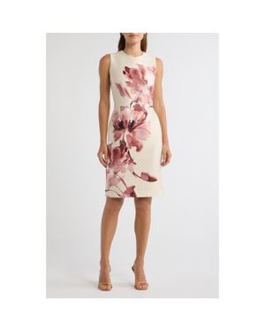 Anne Klein Floral Sleeveless Sheath Dress - Pink