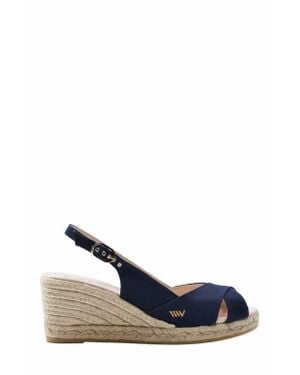 VISCATA Llansa Canvas Espadrille Sandal Wedges - Blue