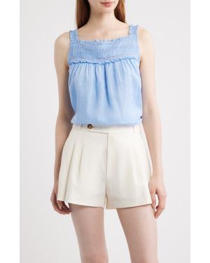 Doen Benita Pintuck Lace Woven Top - Blue
