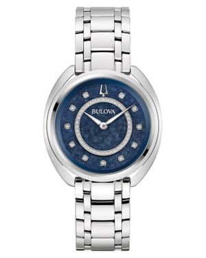 Bulova Duality Diamond Bracelet & Two Leather Straps Watch Set, 34Mm - Blue