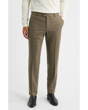 Berle Covert Worsted Stretch Wool Dress Pants - Natural